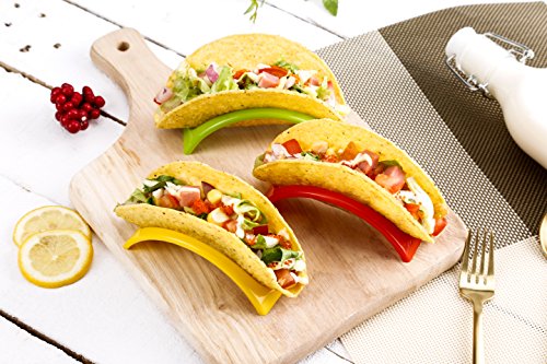 Stackable Taco Stand Up Holders,Colorful Non Toxic BPA Free Rack, Set of 18, 3 Colors