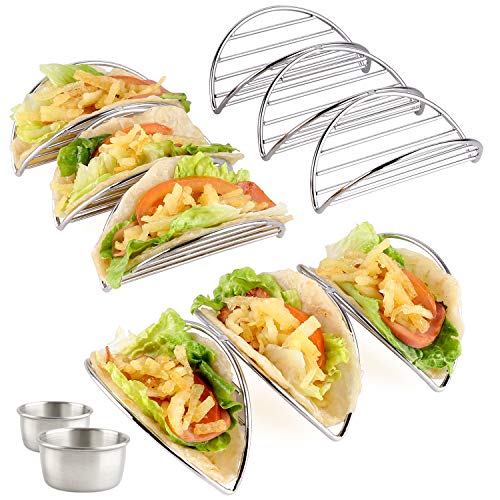 Taco Holder Stand Set of 3 Stainless Steel Taco Tray Style Each Rack Holds Up to 3 Tacos Stand for Tortillas, Burritos, Parties & Restaurants