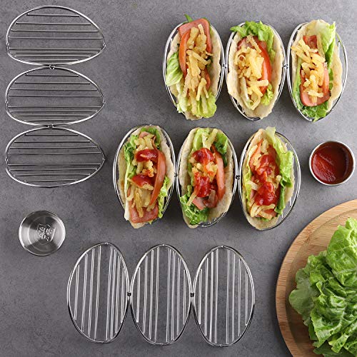 Taco Holder Stand Set of 3 Stainless Steel Taco Tray Style Each Rack Holds Up to 3 Tacos Stand for Tortillas, Burritos, Parties & Restaurants