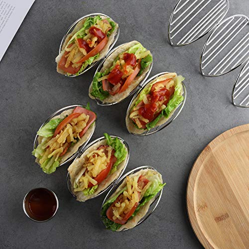 Taco Holder Stand Set of 3 Stainless Steel Taco Tray Style Each Rack Holds Up to 3 Tacos Stand for Tortillas, Burritos, Parties & Restaurants