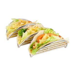 Taco Holder Stand Set of 3 Stainless Steel Taco Tray Style Each Rack Holds Up to 3 Tacos Stand for Tortillas, Burritos, Parties & Restaurants