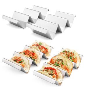 Taco Holders Set of 8-4 Pack Plain Stainless Steel 4 Pack Titanium Plated