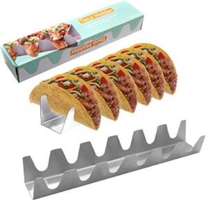 SIPLIV Stainless Steel Taco Holders Taco Stand Burrito Stand Space for 12 Hard or Soft Shell Tacos - 2 Pcs