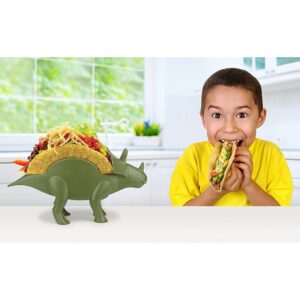 TriceraTACO Taco Holder, Set of 1 - Dinosaur Novelty Taco Stand Party Plate Serveware - Holds 2 Tacos!