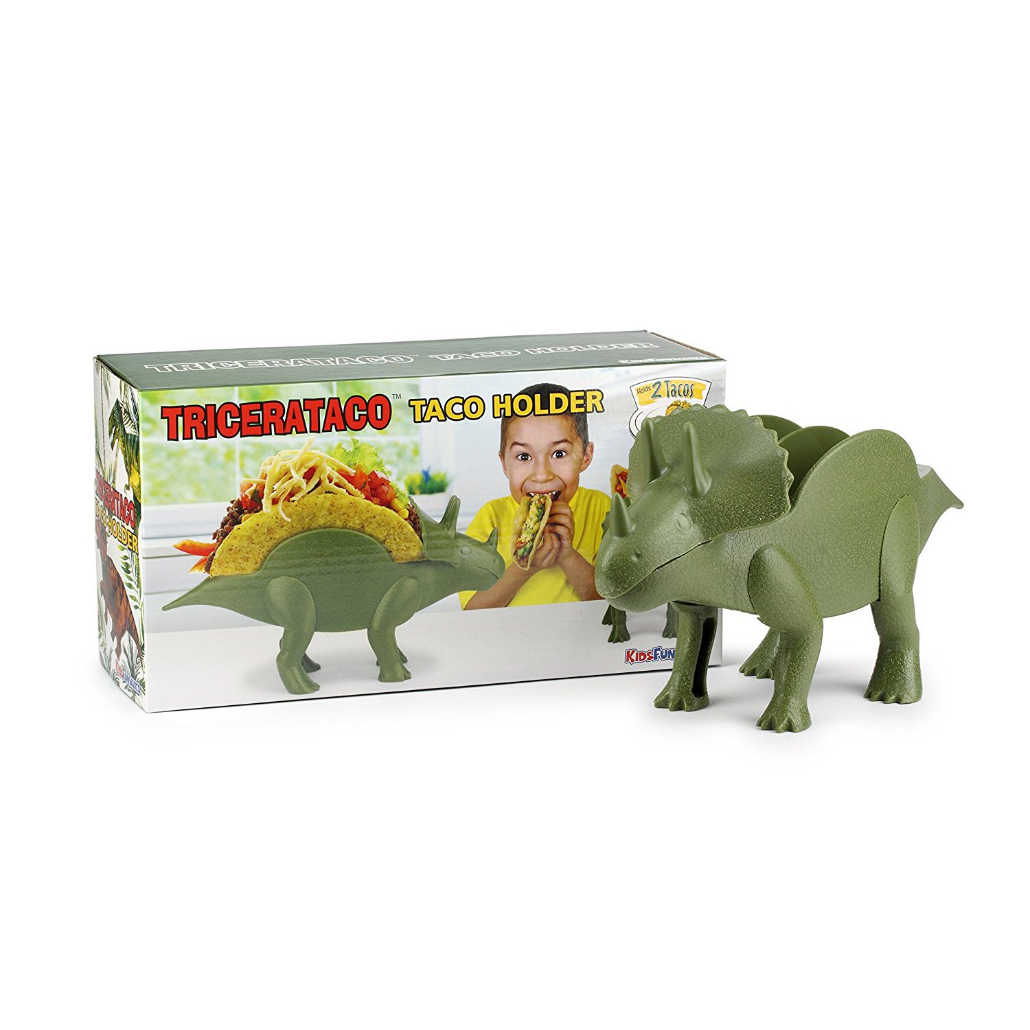 TriceraTACO Taco Holder, Set of 1 - Dinosaur Novelty Taco Stand Party Plate Serveware - Holds 2 Tacos!