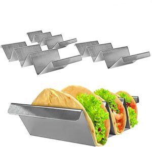 taco holder stand - set of 3 - grill safe oven trays 304 stainless steel taco racks with handles - fill & serve tacos with ease - taco plate