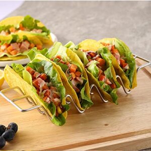 Premium Taco Holders,2 Pack Stainless Steel Taco Stands,Taco Tray Plates for Taco Bar Gifts Accessories,Holds 4 Tacos Each,Oven Safe for Baking, Dishwa sher and Grill Safe