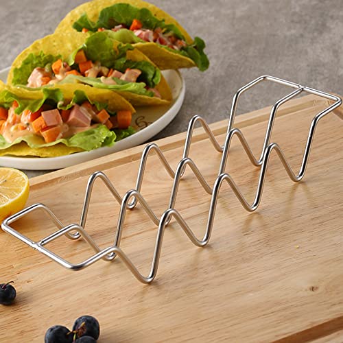 Premium Taco Holders,2 Pack Stainless Steel Taco Stands,Taco Tray Plates for Taco Bar Gifts Accessories,Holds 4 Tacos Each,Oven Safe for Baking, Dishwa sher and Grill Safe