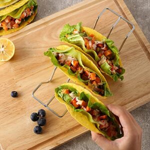 Premium Taco Holders,2 Pack Stainless Steel Taco Stands,Taco Tray Plates for Taco Bar Gifts Accessories,Holds 4 Tacos Each,Oven Safe for Baking, Dishwa sher and Grill Safe