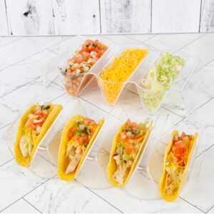 7Penn Taco Shells Holder Set of 4 - Toppings Tray to Taco Holder Stand Divided Serving Trays for Party and Dinner