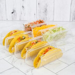 7Penn Taco Shells Holder Set of 4 - Toppings Tray to Taco Holder Stand Divided Serving Trays for Party and Dinner