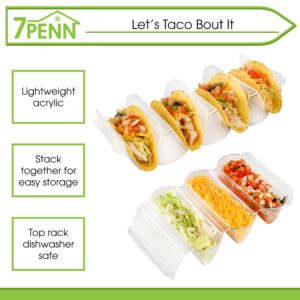 7Penn Taco Shells Holder Set of 4 - Toppings Tray to Taco Holder Stand Divided Serving Trays for Party and Dinner