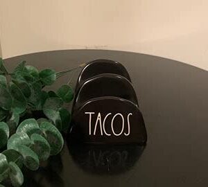 Rae Dunn Ceramic Black Tacos Holder Taco Night