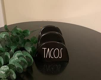 Rae Dunn Ceramic Black Tacos Holder Taco Night
