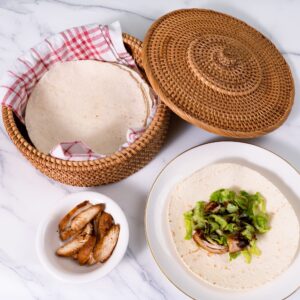 Tortillada - 10 Inches Tortilla Warmer/handcrafted basket made of rattan incl. 100% cotton towel