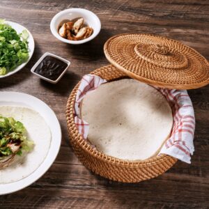 Tortillada - 10 Inches Tortilla Warmer/handcrafted basket made of rattan incl. 100% cotton towel