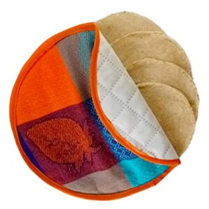 Tortilla Warmer Mexican Desing Cinco de Mayo Fiesta Party. Microwavable Fabric Pouch to Keep Tortillas Soft and Warm Made in Mexico (Purple)