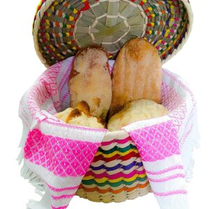 Handwoven Palm Baskets & Tortilla Cloths by Jacq & Jürgen - 2 Pack Multicolor M and L Sizes Mexican Retro 100% Palm Tortilleros Bundle