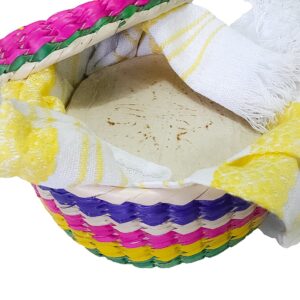 Handwoven Palm Baskets & Tortilla Cloths by Jacq & Jürgen - 2 Pack Multicolor M and L Sizes Mexican Retro 100% Palm Tortilleros Bundle