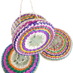 Handwoven Palm Baskets & Tortilla Cloths by Jacq & Jürgen - 2 Pack Multicolor M and L Sizes Mexican Retro 100% Palm Tortilleros Bundle