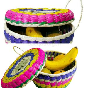 Handwoven Palm Baskets & Tortilla Cloths by Jacq & Jürgen - 2 Pack Multicolor M and L Sizes Mexican Retro 100% Palm Tortilleros Bundle