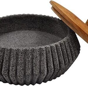 CEMCUI Tortilla Holder Made From Volcanic Rock, Wooden Lid, Handmade Tortillero, Tortilla warmer