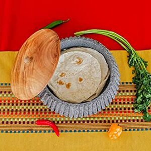 CEMCUI Tortilla Holder Made From Volcanic Rock, Wooden Lid, Handmade Tortillero, Tortilla warmer