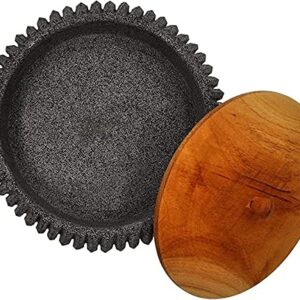 CEMCUI Tortilla Holder Made From Volcanic Rock, Wooden Lid, Handmade Tortillero, Tortilla warmer