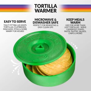 Taco Tuesday 8-Inch Tortilla Warmer, Perfect for Pitas, Flat Breads, Pancakes, Waffles, Microwave Safe, Green