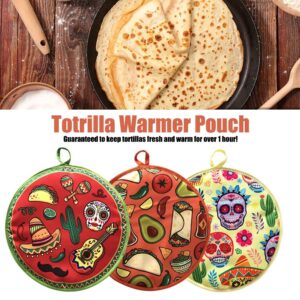 ZUYYON Tortilla Warmer 12 Inch Insulated Cotton Fabric Pouch Microwaveable Food Warmer Pouch to Keep Food Warm for up to One Hour, for Taco, Pizza Rolls, Naan Bread (Cactus)