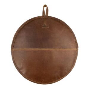 cast leather co., tortilla warmer handmade from full grain leather - bourbon brown