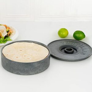 8.5 x 2.3 Inch Tortilla Warmers, 10 Microwave-Safe Tortilla Holders - Lids Included, Insulated, Gray Plastic Tortilla Keepers, Tortilla Servers For Homes and Restaurants, Durable