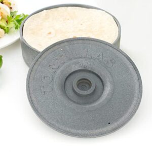 8.5 x 2.3 Inch Tortilla Warmers, 10 Microwave-Safe Tortilla Holders - Lids Included, Insulated, Gray Plastic Tortilla Keepers, Tortilla Servers For Homes and Restaurants, Durable