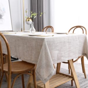 maxmill Flaxy Faux Linen Table Cloth with 2-Tone Slubby Texture Wrinkle Resistant Anti-Shrink Soft Tablecloth for Kitchen Dining Tabletop for Buffet Banquet Parties Rectangle 52 x 70 Inch Linen