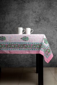 abhooh hand block print tablecloth for rectangle table, block print table cover for kitchen dinning tabletop decoration parties weddings bithday christmas (60 x 108 inches)