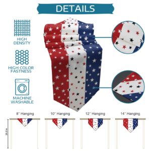 Independence Day Table Runner with Cotton Linen Blend,July 4th Red White Blue Table Top Covers Table Runner Decorations for Indoor Outdoor Party Holiday Wedding Dining Table-13 x 70inch Long