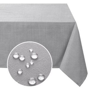 fantasdecor square tablecloth linen table clothes for square tables 54 inch wrinkle resistant and waterproof washable linen fabric table cover for dining room and outdoor use, grey, 54 x 54 inch