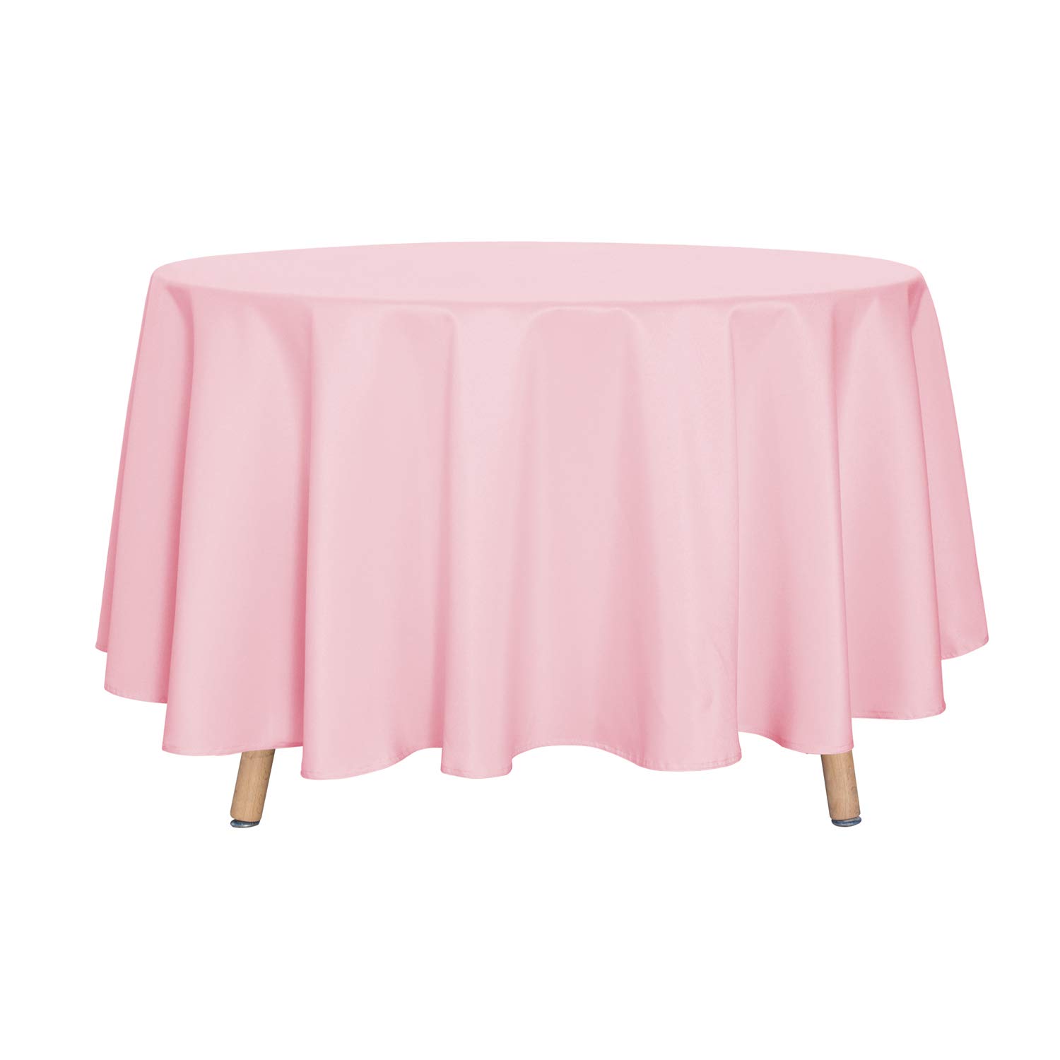 sancua Round Tablecloth - 90 Inch - Water Resistant Spill Proof Washable Polyester Table Cloth Decorative Fabric Table Cover for Dining Table, Buffet Parties and Camping, Pink