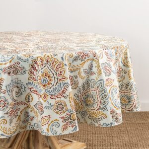 elrene home fashions ava floral jacobean water- and stain-resistant vinyl tablecloth with flannel backing, 60 inches x 84 inches, oval