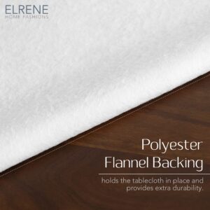 Elrene Home Fashions Monterey Linen Inspired Water- and Stain-Resistant Vinyl Tablecloth with Flannel Backing, 52 inches X 70 inches, Rectangle, Ivory