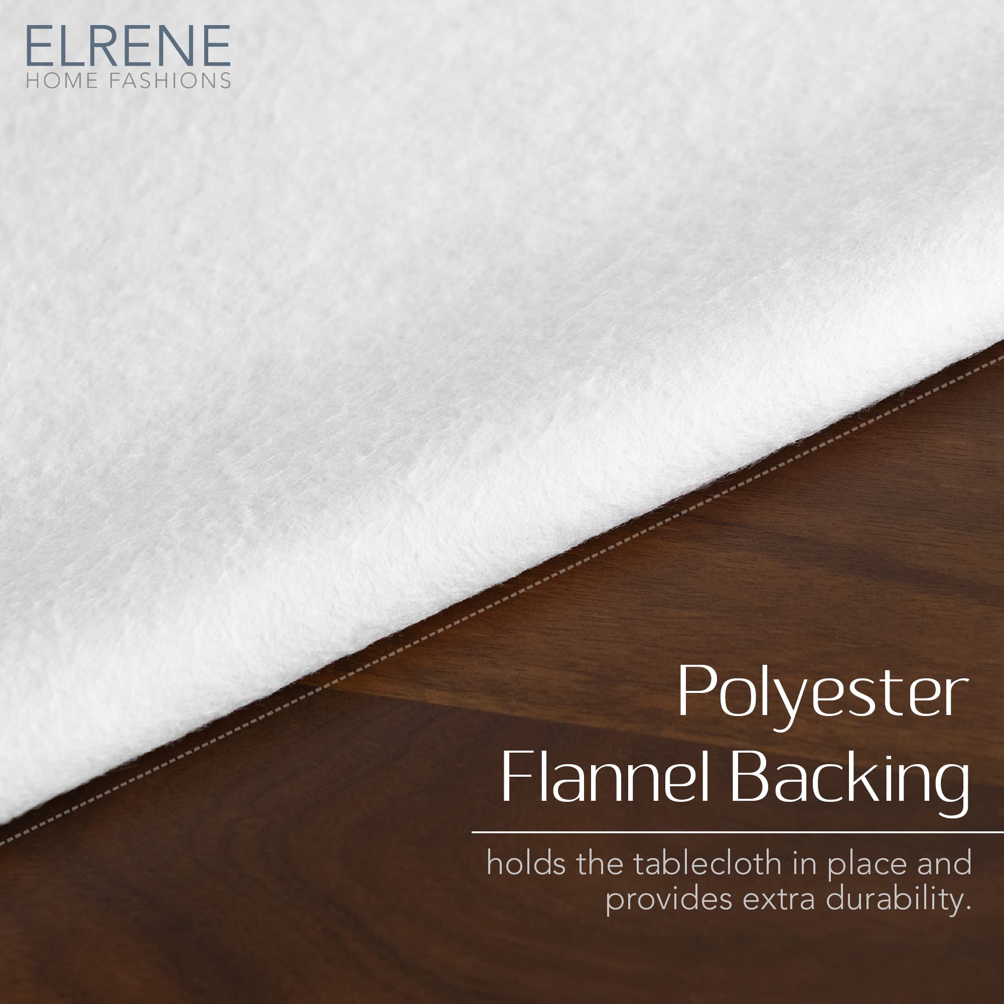 Elrene Home Fashions Monterey Linen Inspired Water- and Stain-Resistant Vinyl Tablecloth with Flannel Backing, 52 inches X 70 inches, Rectangle, Ivory