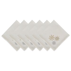 dii holiday dining table linen sparkle metallic kitchen décor, napkin set, 20x20, gold & silver snowflakes, 6 piece