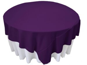 la linen polyester poplin washable square tablecloth, stain and wrinkle resistant table cover, fabric table cloth for dinning, kitchen, party, holiday 90 by 90-inch, purple, (tcpop90x90_purplep23)
