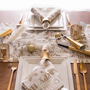 DII Holiday Dining Table Linen Metallic Fabric Kitchen Décor, Christmas Table Runner, 14x108, Gold Holiday Collage