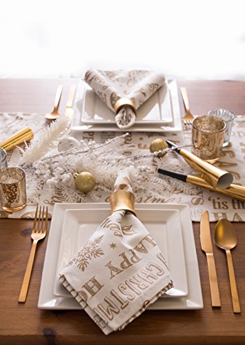 DII Holiday Dining Table Linen Metallic Fabric Kitchen Décor, Christmas Table Runner, 14x108, Gold Holiday Collage