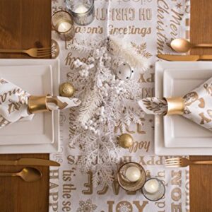 DII Holiday Dining Table Linen Metallic Fabric Kitchen Décor, Christmas Table Runner, 14x108, Gold Holiday Collage