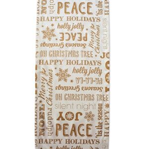 DII Holiday Dining Table Linen Metallic Fabric Kitchen Décor, Christmas Table Runner, 14x108, Gold Holiday Collage