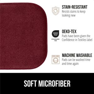 Gorilla Grip Memory Foam Chair Cushions, Comfortable Pads for Dining Room, Kitchen Table, Office Chairs, Stay in Place Backing, Comfortable Microfiber Seat Pad Cushion, Set of 4, 16x16, Wine