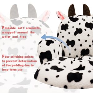 QYA Computer Chair Cushion Cow, Cute Desk Seat Cushion with Backrest Non-Slip, Kawaii Chair Pillow for Gamer Chair, Comfy Chair Cushion for Bedroom (32"x 18")