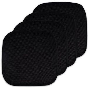 sweet home collection 4 pack memory foam honeycomb nonslip back 16" x16" chair/seat cushion pad, black